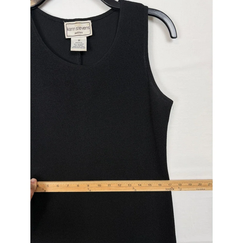 Karin Stevens Sleeveless Maxi Dress Womens 8P Black Textured Crepe Column 536938